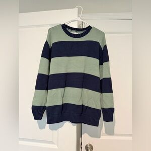 Hollister Navy and Sage Knit Sweater